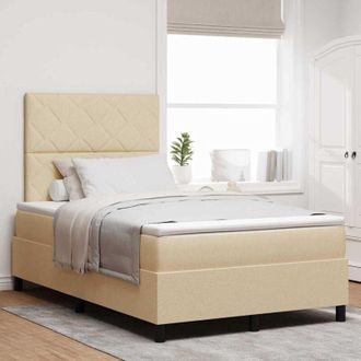 vidaXL Vidaxl - Cama Tipo Box Spring Con Colch&oacute;n Crema 120 X 200 Cm Tela
