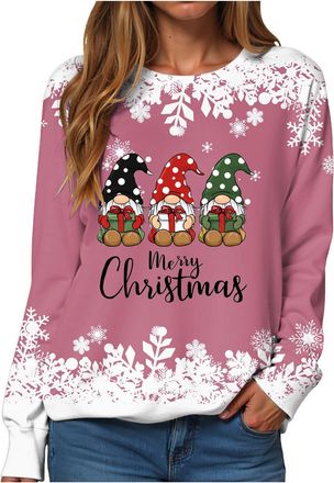 Generic Christmas Sweatshirt for Women Chrtistmas Tree Graphic Print Jumper Jumper Long Sleeve Pullover Ladies Merry Chirtsmas Blouse Ugly Christmas Sweaters 