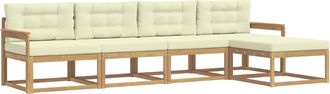 vidaXL Conjunto De Sof&aacute;s De Exterior 4 Uds. Blanco Y Crema Poli&eacute;ster Vidaxl