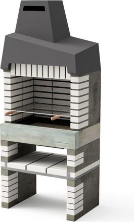 Movelar Barbacoa De Obra Prefabricada De Le&ntilde;a Y Carb&oacute;n Modelo California Plus (gris Beige - 86,5 X 58 X 215 Cm) Ref: 8890 - Cocina De Exterior Con Chimenea Pa