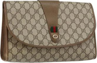 Gucci Pre-owned Clutches, female, Beige, Size: ONE SIZE Pre-owned Vintage Leather Clutch
