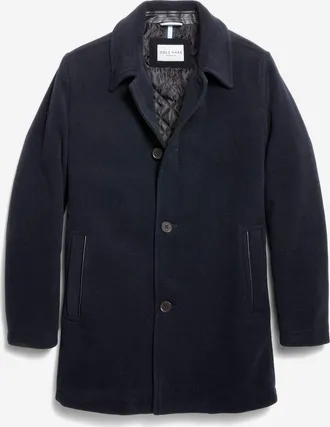 Cole Haan Mens Wool-Blend Car Coat - Blue Size Medium