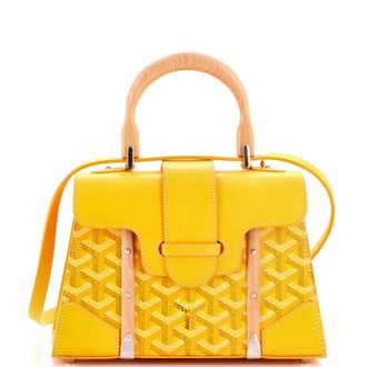 Goyard Structured Saigon Top Handle Bag Coated Canvas with Leather Mini