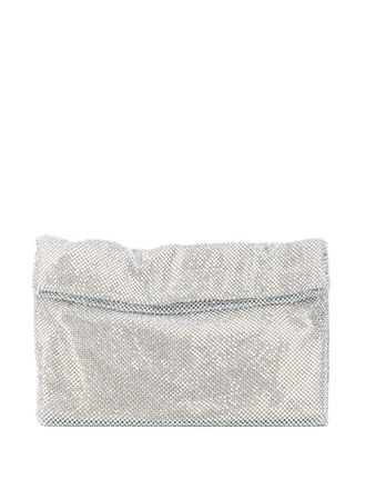 Twentyfourhaitch Clutch verfraaid met kristallen - Zilver