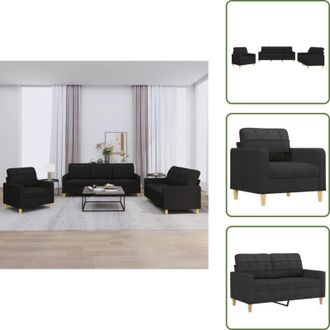 vidaXL Divano nero - vidaXL Set di Divani 3 pz con Cuscini Nero in Tessuto - Cuscini per divano