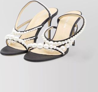 Mach & Mach satin pearl embellished strappy sandals