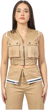 Ga&euml;lle Paris Vests, female, Beige, Size: M Beige T-shirts and Polos Fullzip Model