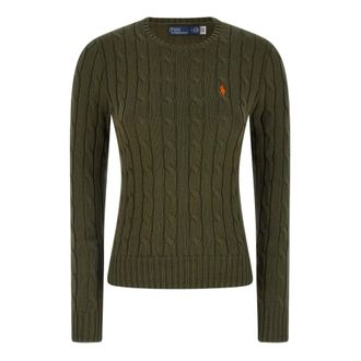 Polo Ralph Lauren Julianna Kabeltrui - Dames - Ronde hals truien - Groen - M - Katoen - Truien & Vesten