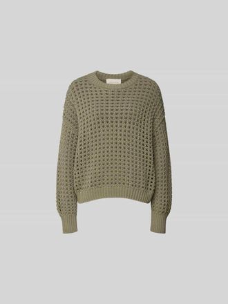Juvia Relaxed Fit Pullover mit Lochmuster in Oliv, Gr&ouml;&szlig;e XL