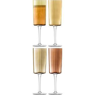 LSA Gems Set of 4 Champagne Flutes in Amber/Orange at Nordstrom