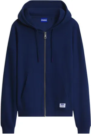 HUGO BOSS Loose-fit zip-up hoodie in a waffle knit