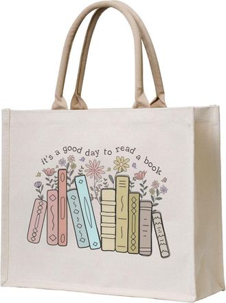 Generic ItS A Good Day To Read A Book Canvas Tote Bag For Sewers & Knitters, Sewing Theme Reusable Grocery Bag, Funny Crafting Gift For Women, Large Capacity 
