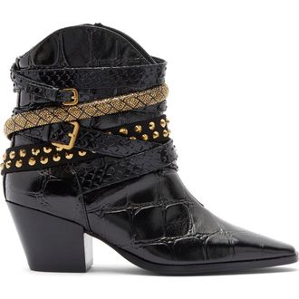 Kurt Geiger Multi Strap Western Bootie in Black at Nordstrom Rack, Size 5