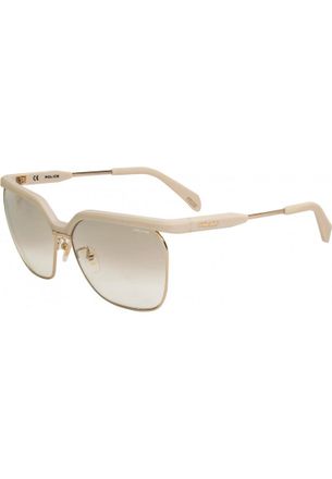Police Womens Spl966 Sunglassesgold Frame Beige Temple - Ivory Metal - One Size