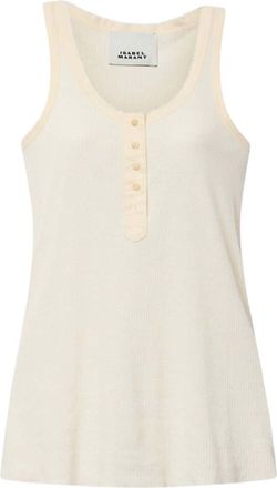 Isabel Marant Beige Solid Scoop Neck Top