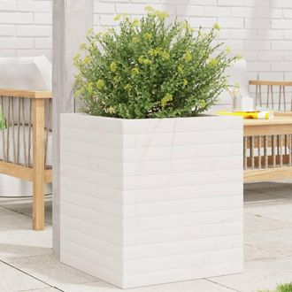 Berkfield Home Garden Planter White 40x40x46 cm Solid Wood Pine | Size: 40 x 40 x 46 cm