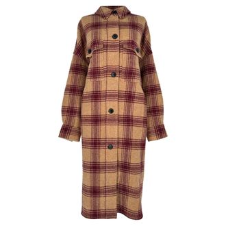 Isabel Marant Etoile Checked Button-Down Coat in Multicolor Wool