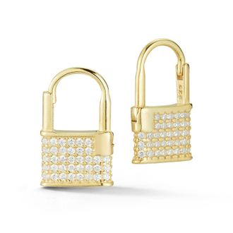 Glaze Jewelry Sterling Silver Pave Padlock Huggies