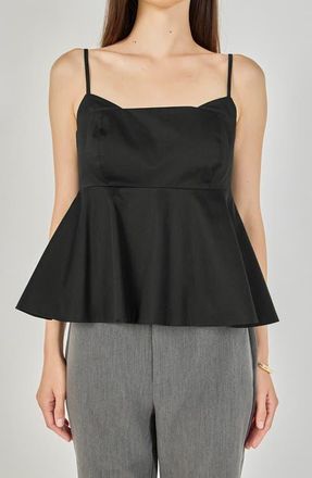endless rose Peplum Camisole in Black at Nordstrom, Size X-Small