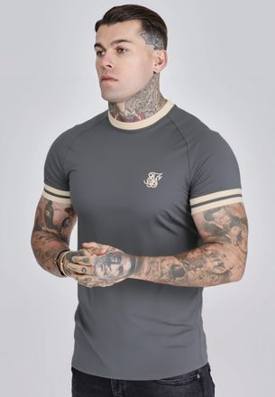 Siksilk Camiseta de Torneo para Hombres en Gris y Ecru XXL