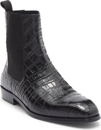 Maison Forte Enzo Croc Embossed Chelsea Boot in Black at Nordstrom Rack, Size 10.5