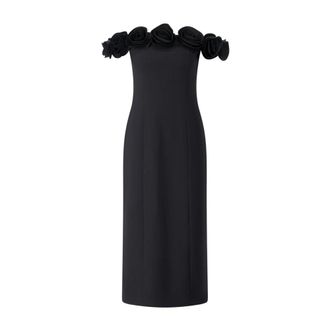 Rotate Fitted Off-Shoulder Midi Dress - Dames - Feestkleedjes - Zwart - XS - Kleedjes