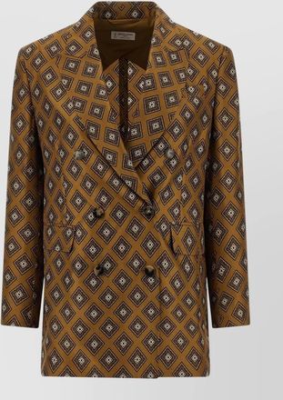 Alberto Biani tie motif double breasted blazer jacket