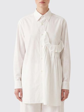 Yohji Yamamoto Long-Sleeved Cotton Poplin Shirt with Ruffles and Embroidery