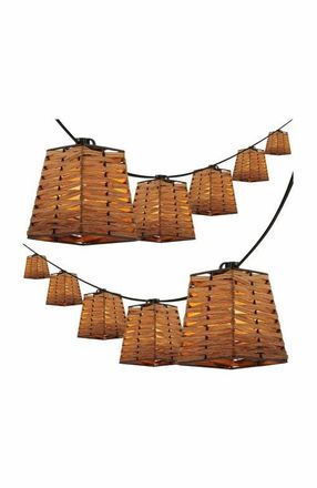Jonathan Y Designs Quinn 10-Light Indoor/Outdoor Classic Vintage Incandescent G40 Square Shaded String Lights in Brown at Nordstrom