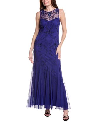 Adrianna Papell Bead Mesh Long Dress