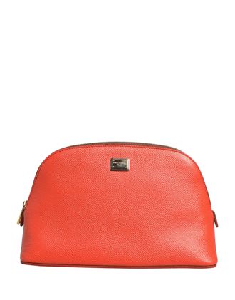 Dolce & Gabbana Orange Beige Leather DG Logo Zip Around Hand Purse Womens Wallet (Pre-Owned)