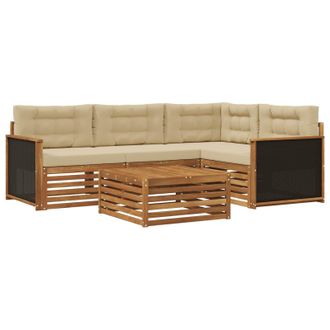 vidaXL Conjunto De Sof&aacute;s De Exterior 5 Pcs Natural Y Beige Vidaxl
