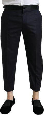 Dolce & Gabbana Elegante Geknipte Jurkbroek in Wol-Zijde Mix - Heren - Vrijetijds broeken - Blauw - 2XL - Wol - Broeken
