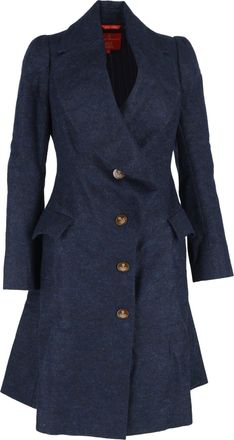 Vivienne Westwood Red Label Single-Breasted Coat in Navy Blue Wool