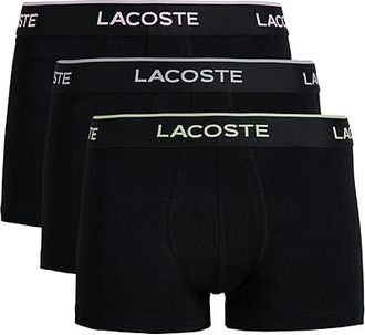 Lacoste 3-Pack Crocodile Logo Trunks Mens Underwear Black/ : XS (EUR 3), Cotton/Elastane