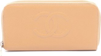 Chanel Brown Leather Long Wallet (Bi-Fold) (Pre-Owned)