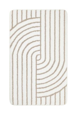 Wecon Home Alfombra de baño blanca y beige 60x100