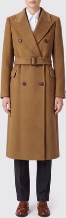 Tagliatore Double-Breasted Long Cashmere Coat with Waist Belt
