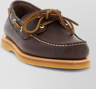 Timberland leather boat shoes contrast stitching rubber sole