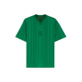 BOSS Textured-stripe T-shirt in cotton