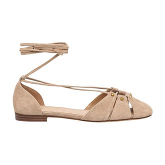 Twinset Schoenen, Dames, Beige, 40 EU, Leer, Suede Ballet Flats