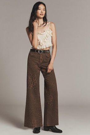 Pilcro The Adi Leopard Mid-Rise Flare Jeans by Pilcro