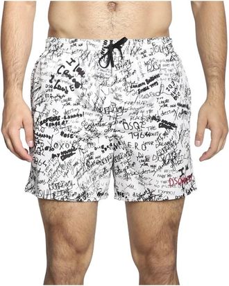 Dsquared2 Zwemshort met regular fit - Heren - Badkleding - Wit - Maat: XL Leer