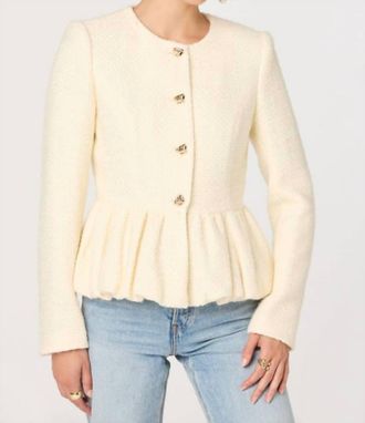 Astr Nicolle Textured Peplum Jacket In Cream
