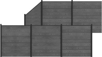 vidaXL Conjunto De Valla 6 Uds. 965 X 186 Cm Wpc Y Aluminio Gris Vidaxl