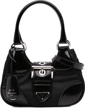 Prada Pre-owned Prada Re Nylon and Shiny Calfskin Re Edition 2002 Moon Satchel Ladies CHGQWTNV5AZYAWJS