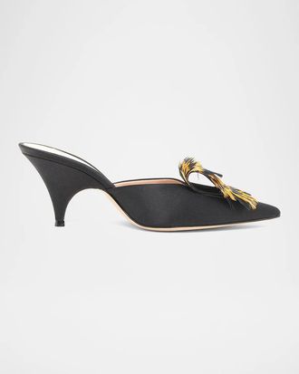 Gianvito Rossi 70mm Crepe Satin Stretch Mules