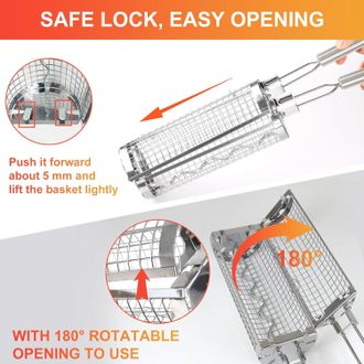 OEM Dos Cestas Para Barbacoa, Un Accesorio Para Barbacoa Con Apertura Lateral Y Una Parrilla Rodante De Acero Inoxidable