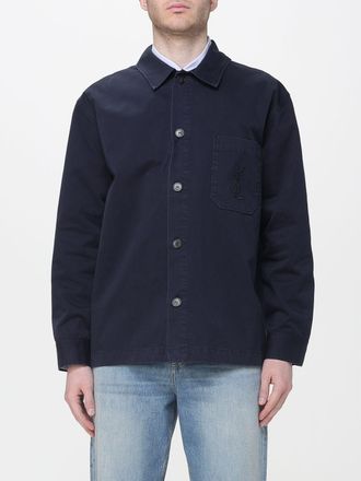 Saint Laurent Overshirt Cassandre in gabardine con logo Saint Laurent