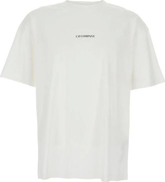 C.P. Company C.p. Company - 30/1 Jersey T-shirt met korte mouwen en logo - Heren - Tops - Wit - Maat: L Jersey